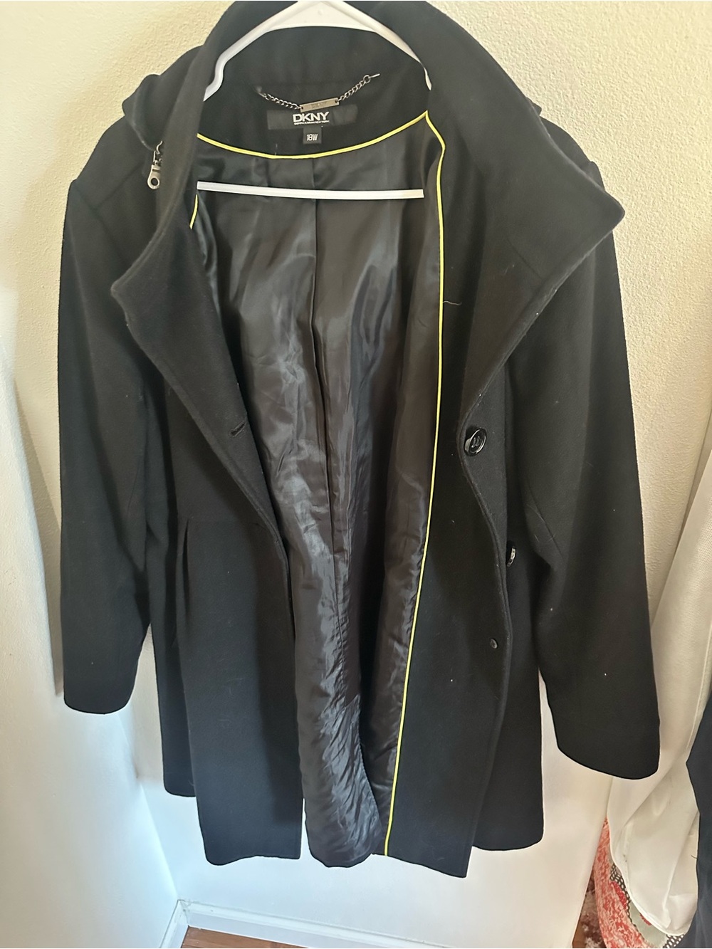 DKNY Black Women's Peacoat with Contrast Trim